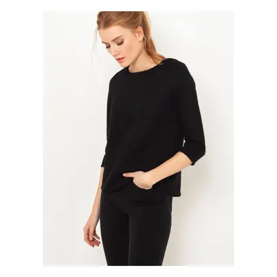 Black Sweater with Three-Quarter Sleeve CAMAIEU - Women