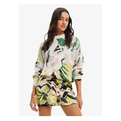 Green-white Desigual Tropi Patterned Sweater - Women