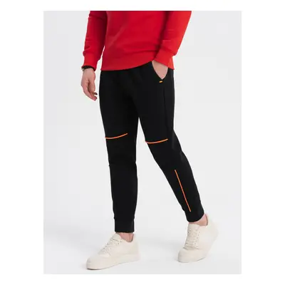 Ombre Men's sweatpants with contrast stitching - black