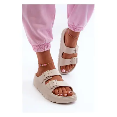 Women's Beige Melorea Platform Foam Slippers