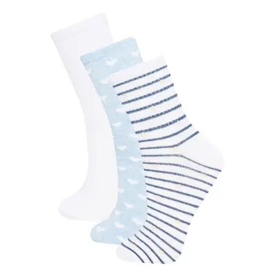 DEFACTO Women's Comfortable Elastic 3-Piece Cotton Socks