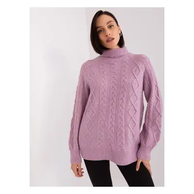 Women's dirty purple sweater with cables