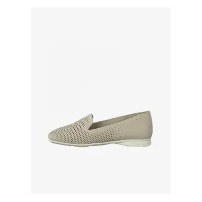 Tamaris Beige Patterned Leather Moccasins - Women