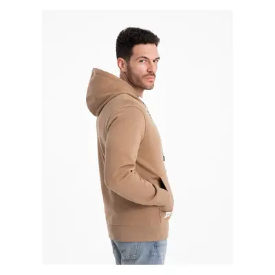 Ombre BASIC men's unbuttoned hooded sweatshirt - brown