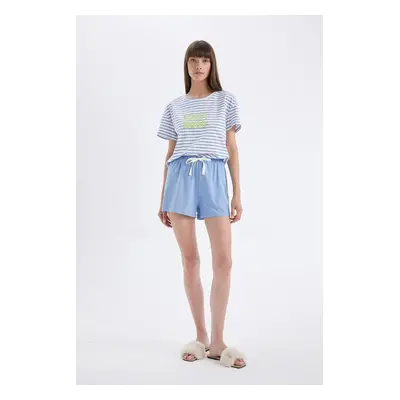 DEFACTO Fall in Love Striped Short Sleeve Shorts Pajama Set