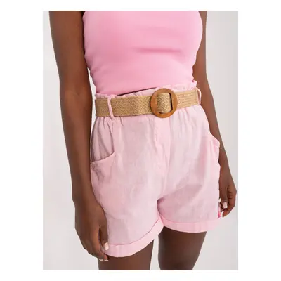 Light pink women's shorts made of linen and cotton