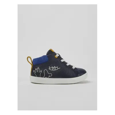 Dark Blue Boys' Leather Camper Sneakers - Boys