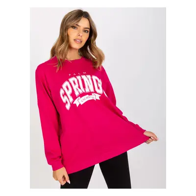 Fuchsia and white sweatshirt without hood with inscription