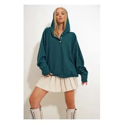 Trend Alaçatı Stili Emerald Green Women's Sweatshirt