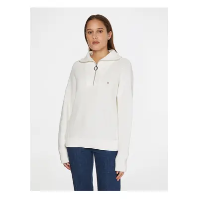 White Women's Sweater with Collar Tommy Hilfiger - Women