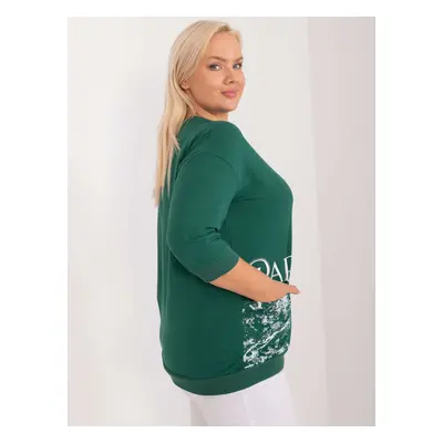 Navy green blouse plus size with cuffs