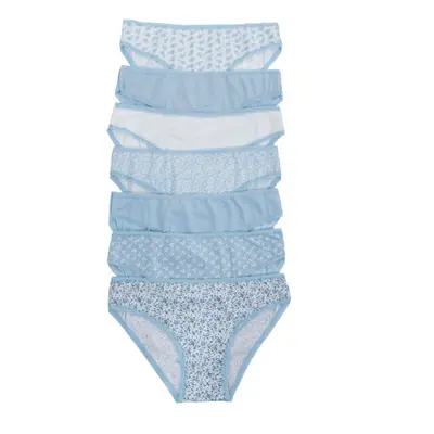 Blue and white women's panties with lace 7-pack