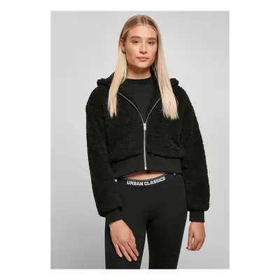 Women's short oversized jacket Sherpa black