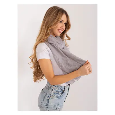 Grey smooth women's scarf with rhinestones