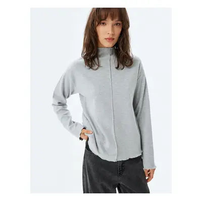 Koton Textured Stand Collar Long Sleeve Sweater