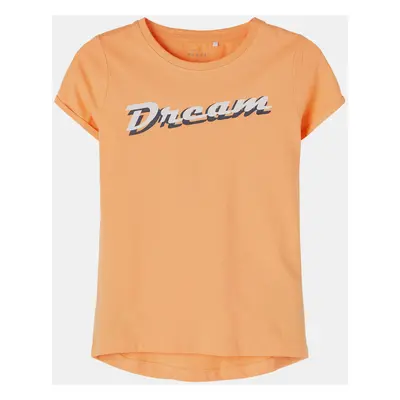 Orange girly T-shirt with print name it Vix - unisex