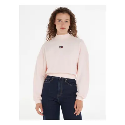 Light pink Women's Sweatshirt Tommy Jeans TJW BXY CRP Badge Mockn - Ladies