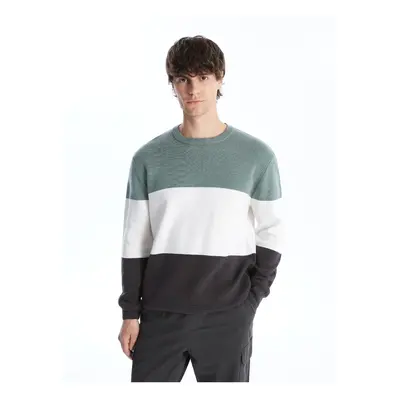 LC Waikiki Crew Neck Long Sleeve Color Block Men's Knitwear Sweater