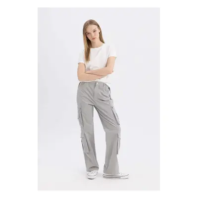 DEFACTO Cool Straight Fit Cargo Gabardine Trousers