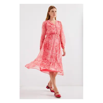 Bigdart Patterned Chiffon Dress - Pink