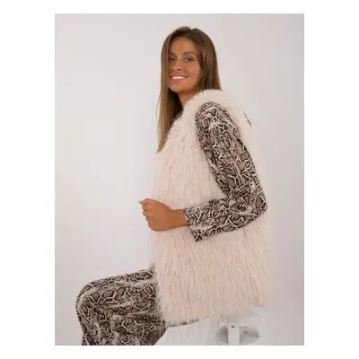 Light beige women's fur vest