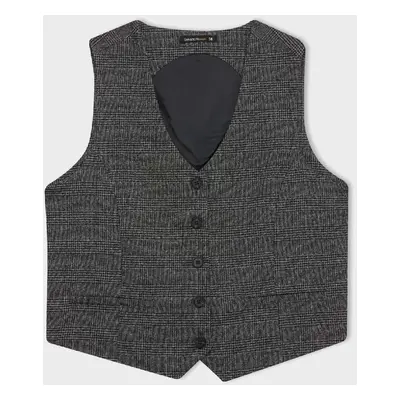 DEFACTO V Neck Checkered Buttoned Blazer Vest