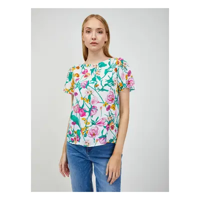 Green-white floral blouse with tie on the back ORSAY - Women