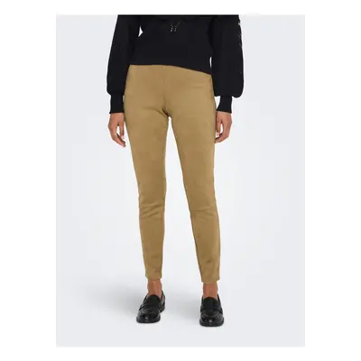 Beige women's trousers in suede finish ONLY Jo - Women