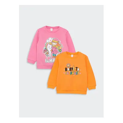 LC Waikiki Crew Neck Long Sleeve Printed Baby Girl Sweatshirt Pack