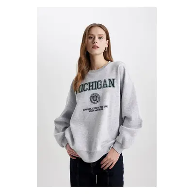 DEFACTO Relax Fit Crew Neck Printed Sweatshirt