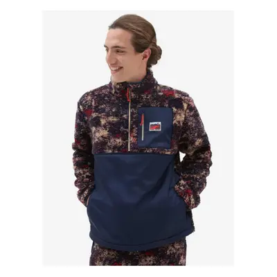 Red-blue men's patterned sweatshirt made of artificial fur VANS - Men