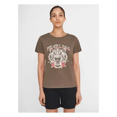 Khaki T-shirt with print Noisy May Nate - Women