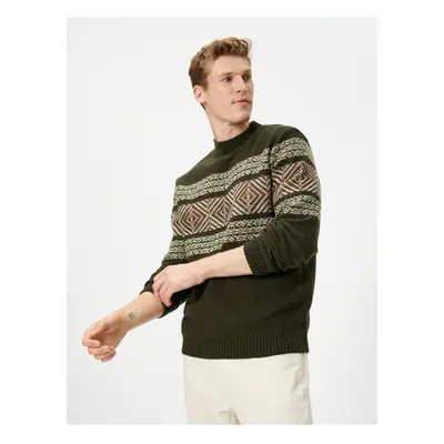 Koton Half Turtleneck Sweater Ethnic Patterned Ribbed