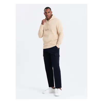 Ombre BASIC men's cotton sweatshirt kangaroo hoodie - beige