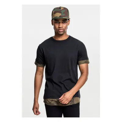 Long camo inset t-shirt black/olive camo