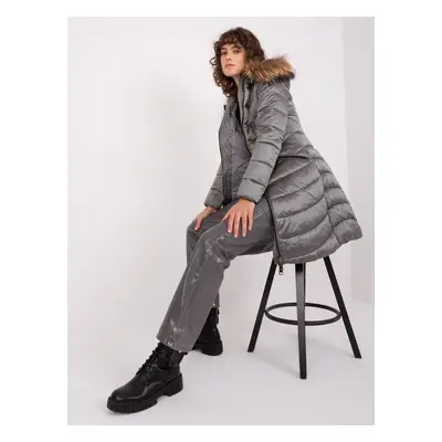 Dark grey quilted winter jacket