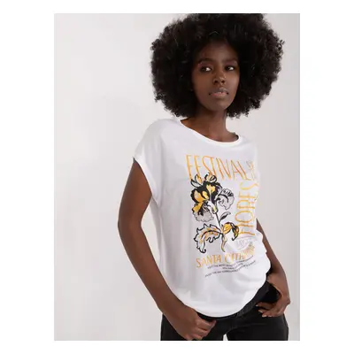 White women's T-shirt with SUBLEVEL print