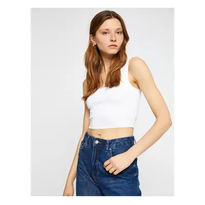 Koton Crop Tank Top Thick Strap Square Collar