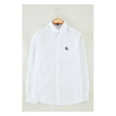 Trendyol White Regular Fit Embroidered Detail Oxford Smart Shirt