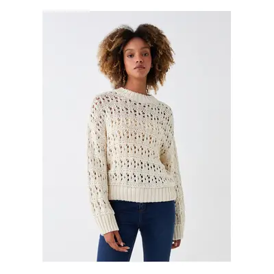 LC Waikiki Crew Neck Openwork Long Sleeve Women's Knitwear Sweater