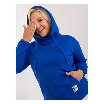 Blue cotton plus size hoodie