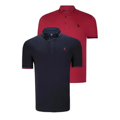 DOUBLE SET T8586 DEWBERRY MEN'S T-SHIRT-BURGUNDY-NAVY BLUE