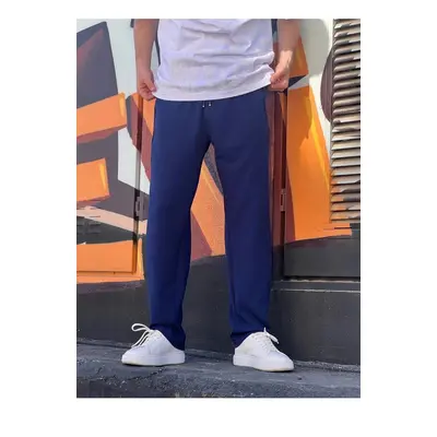 63521 Dewberry Elastic Waist Mens Baggy Pants-NAVY BLUE