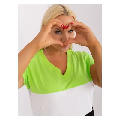 Light green and black cotton blouse in larger sizes