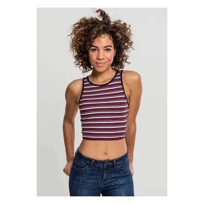 Women's Rib Stripe Cropped Top White/Navy/Fiery Red