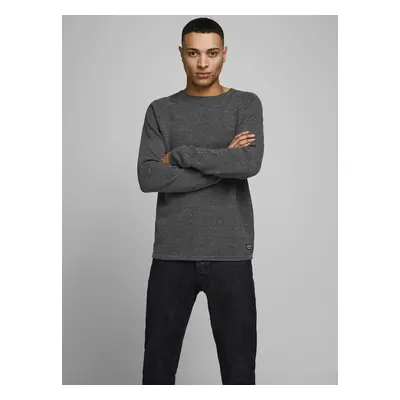 Dark gray men's basic sweater Jack & Jones Ehill - Men