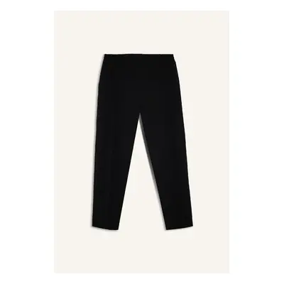 DEFACTO Carrot Fit Basic Straight Elastic Waist Skinny Leg Pocket Crepe Trousers