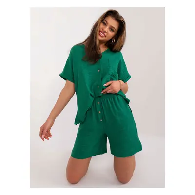 Dark green women's summer set with slit