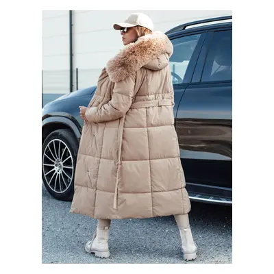 Women's quilted long jacket GLAMWARM beige Dstreet