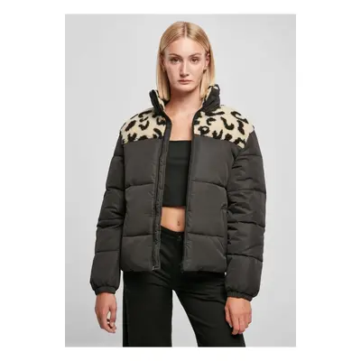 Women's AOP Sherpa Mixed Puffer Jacket Black/sandleo